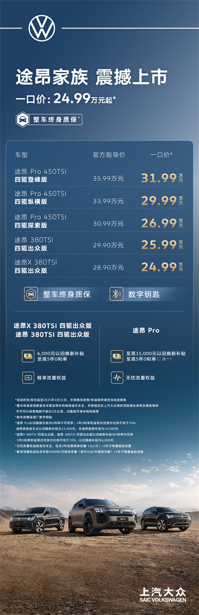 途昂 Pro 一口价26.99万元起！搭载第五代EA888发动机，开启全境旅程